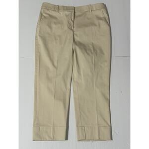 Chico's Secret Stretch Straight Leg Cuffed Crop Pants, Natural Cream, Size 1.5